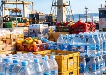 Ship Supply Provisions and Deck Engine Chandling on Quayside at Egyptian Port